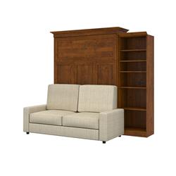 Bestar 40780-000063 Versatile Queen Size Wall Bed Storage Unit & Sofa Set - Tuscany Brown & Tan, 3 Piece