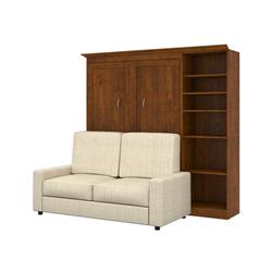 Bestar 40790-000063 Versatile Full Size Wall Bed Storage Unit & Sofa Set - Tuscany Brown & Tan, 3 Piece