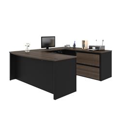 Bestar 93865-000052 Connexion U-shaped Workstation Desk - Antigua & Black - 71.10 X 65.90 X 82.90 In.