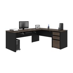Bestar 93880-000052 Connexion L-shaped Workstation Desk - Antigua & Black - 71.10 X 65.90 X 82.90 In.