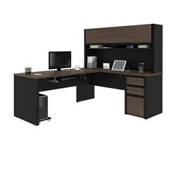 Bestar 93859-000052 Connexion L-shaped Workstation Desk With Hutch - Antigua & Black - 71.10 X 65.90 X 82.90 In.