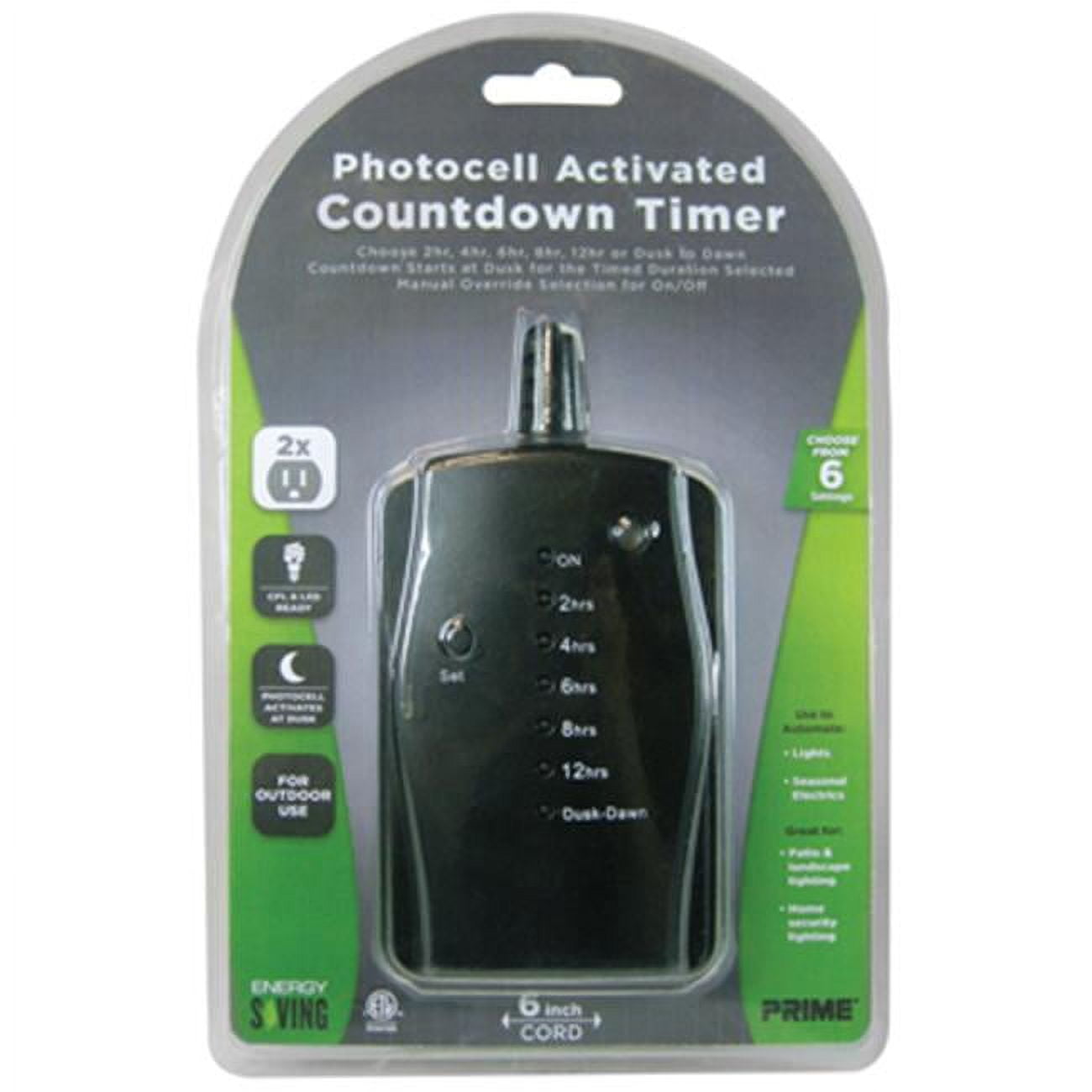 Tnoled02 2 Outlet Countdown Timer, Black