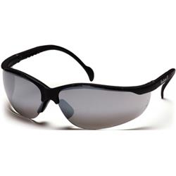 Pyramex Safety Sb1870s Venture Ii Safety Glasses, Black Frame With Silver Mirror Lens