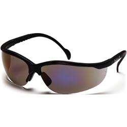 Pyramex Safety Sb1875s Venture Ii Safety Glasses, Black Frame With Blue Mirror Lens