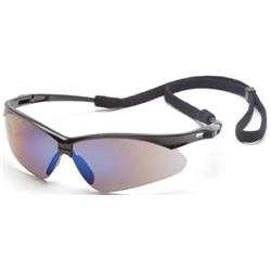 Pyramex Safety Sb6375sp Pmxtreme Blue Mirror Lens Safety Glasses With Gray Polycarbonate Lens - Black