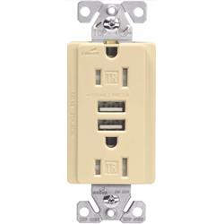 Cooper Wiring Tr7755w-k-l 3.1a Usb Tamper Resistant Receptacle With Two Charging Port, White