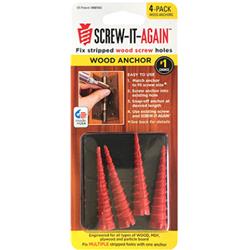 Sia-4pk 4 In. Wood Anchor, Red - Pack Of 10