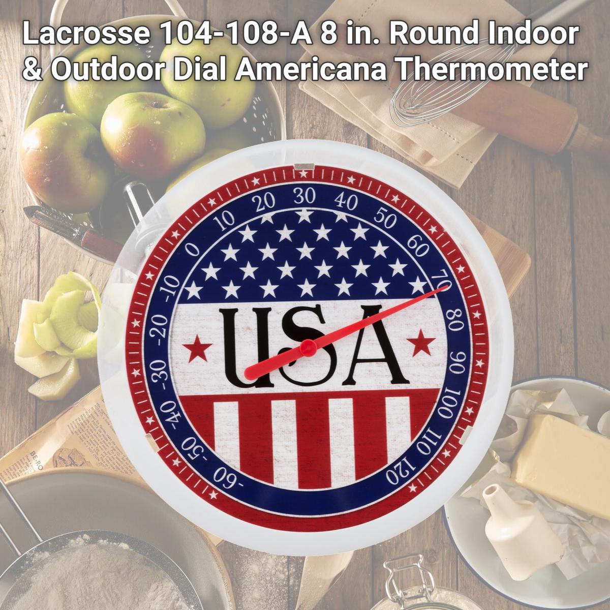 Picture of Lacrosse 104-108-A 8 in. Round Indoor & Outdoor Dial Americana Thermometer