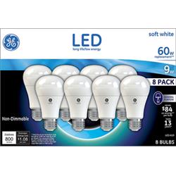 General Electric 93104207 9 Watts 5k Non-dimmable A19 Led - Pack Of 8