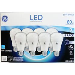 General Electric 92879 800 Lumens 9a19-s8-tp Non-dimmable Replacament Soft Led, White - Pack Of 8
