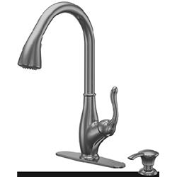 5136bn-sd Single Handle High-rise Kitchen Faucet With Soap Dispenser, Brushed Nickel