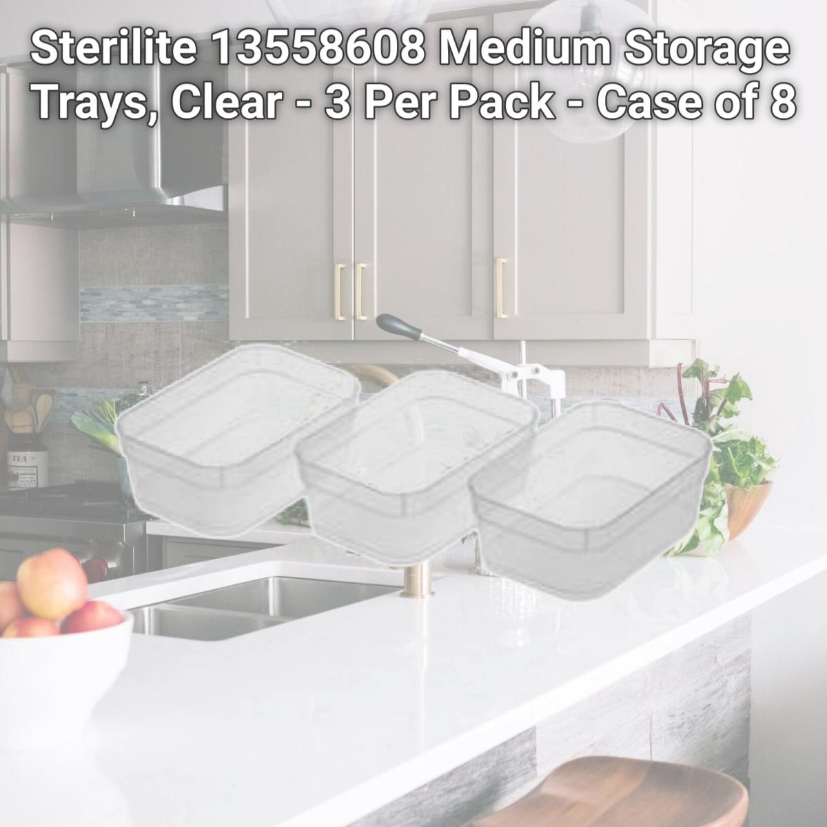 Picture of Sterilite 13558608 Medium Storage Trays  Clear - 3 Per Pack