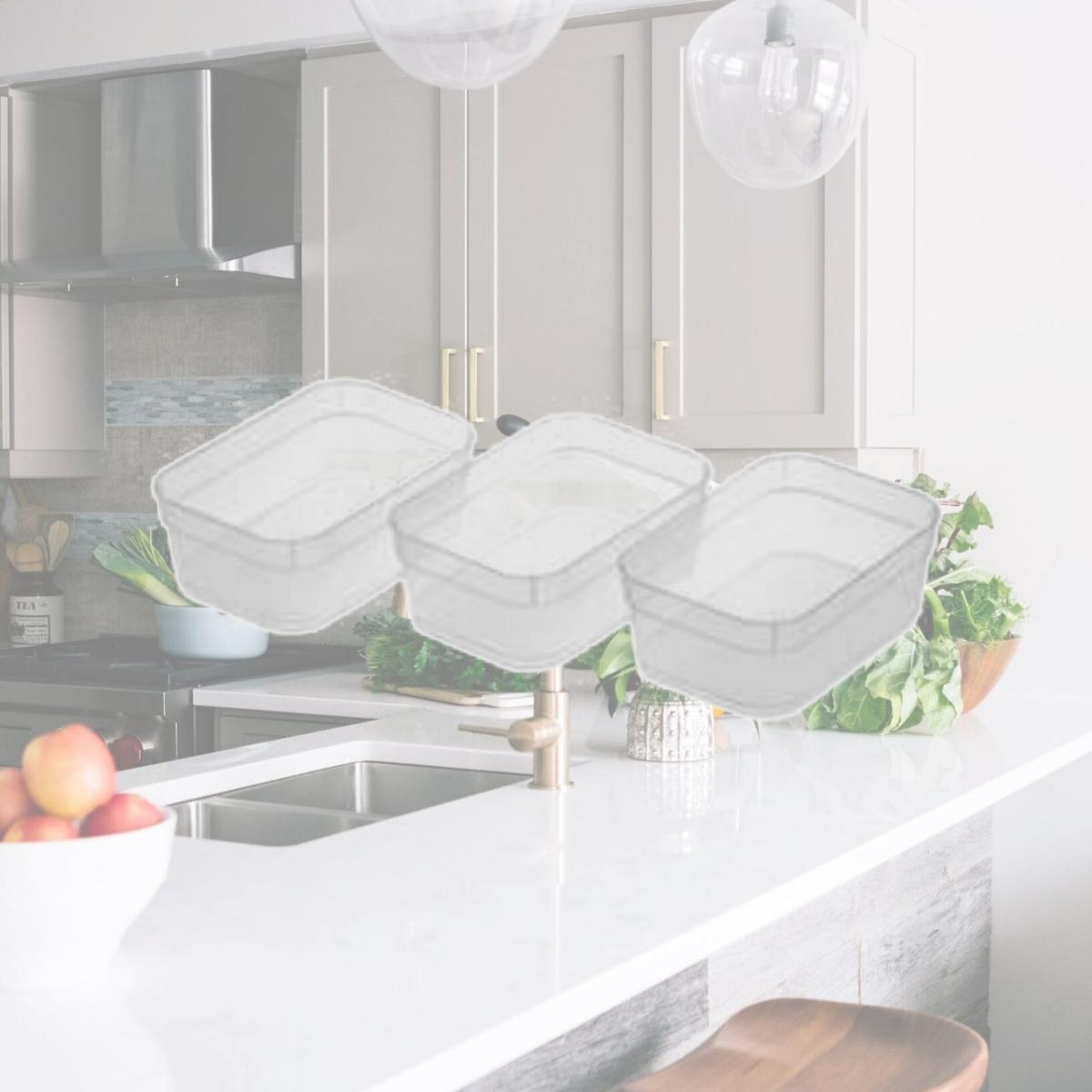 Picture of Sterilite 13558608 Medium Storage Trays  Clear - 3 Per Pack