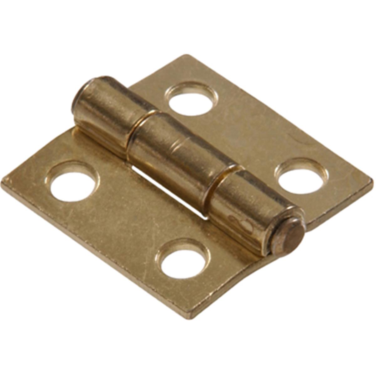 1.5 In. Light Narrow Hinge Fixed Pin, Brass Plated
