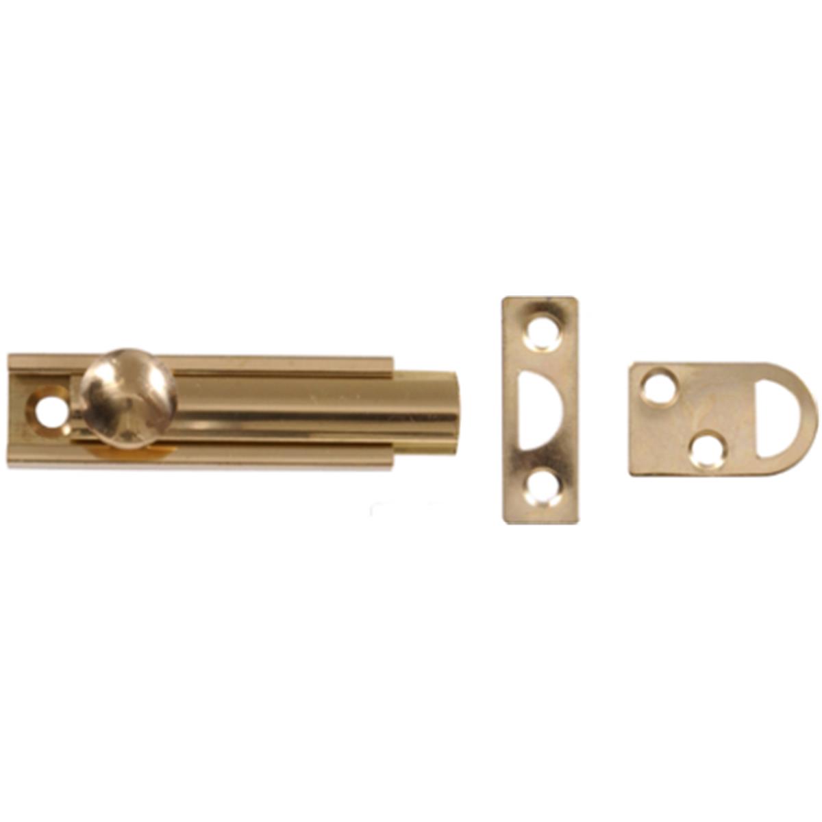 3 In. Solid Brass & Bright Brass Surface Bolt