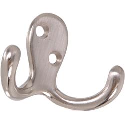2.75 In. Double Satin Nickel Clothes Hook