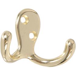 2.75 In. Brass Plated Double Clothes Hook