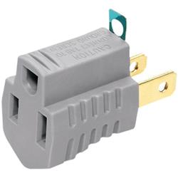 Cooper Wiring 419gy 125v Single Outlet Grounding Adapter With Grounding Lug, Gray