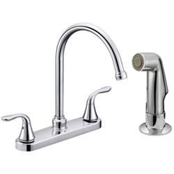 851318cp-p4 361062 8 In. Centers Dual Handle Hi-arc Kitchen Faucet With Spray, Chrome