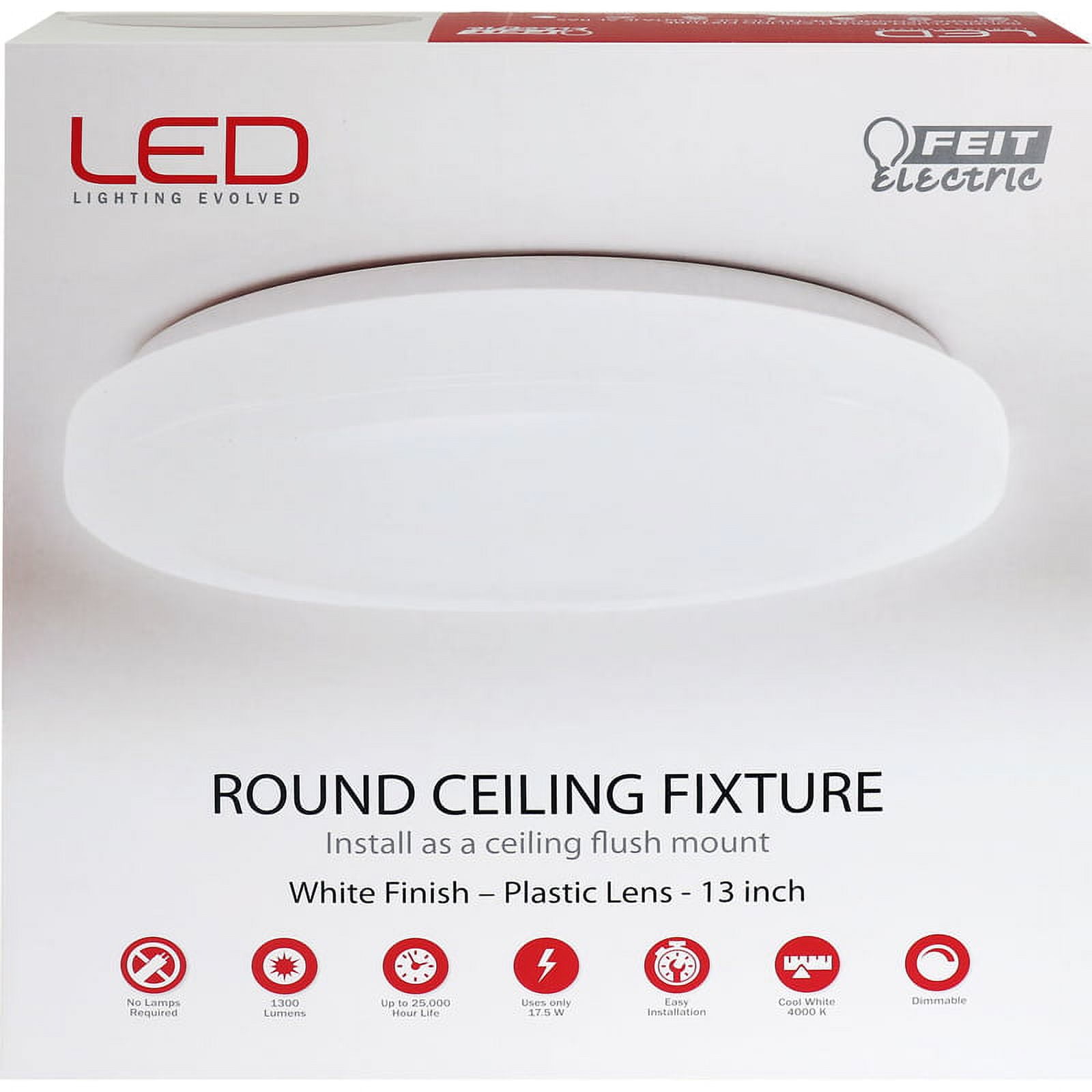 71801 13 In. Round Ceiling Fixture, White