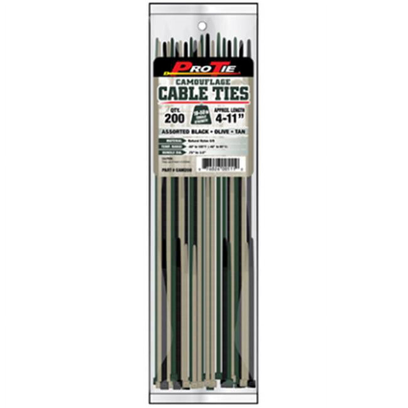 Cam200 Cable Ties, Camo Assortment - Pack Of 200