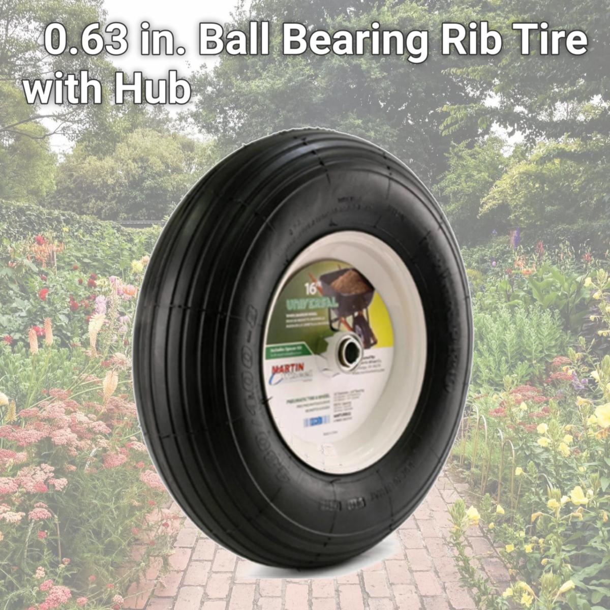 Picture of Martin Wheel 406TTRIB32 0.63 in. Ball Bearing Rib Tire with Hub