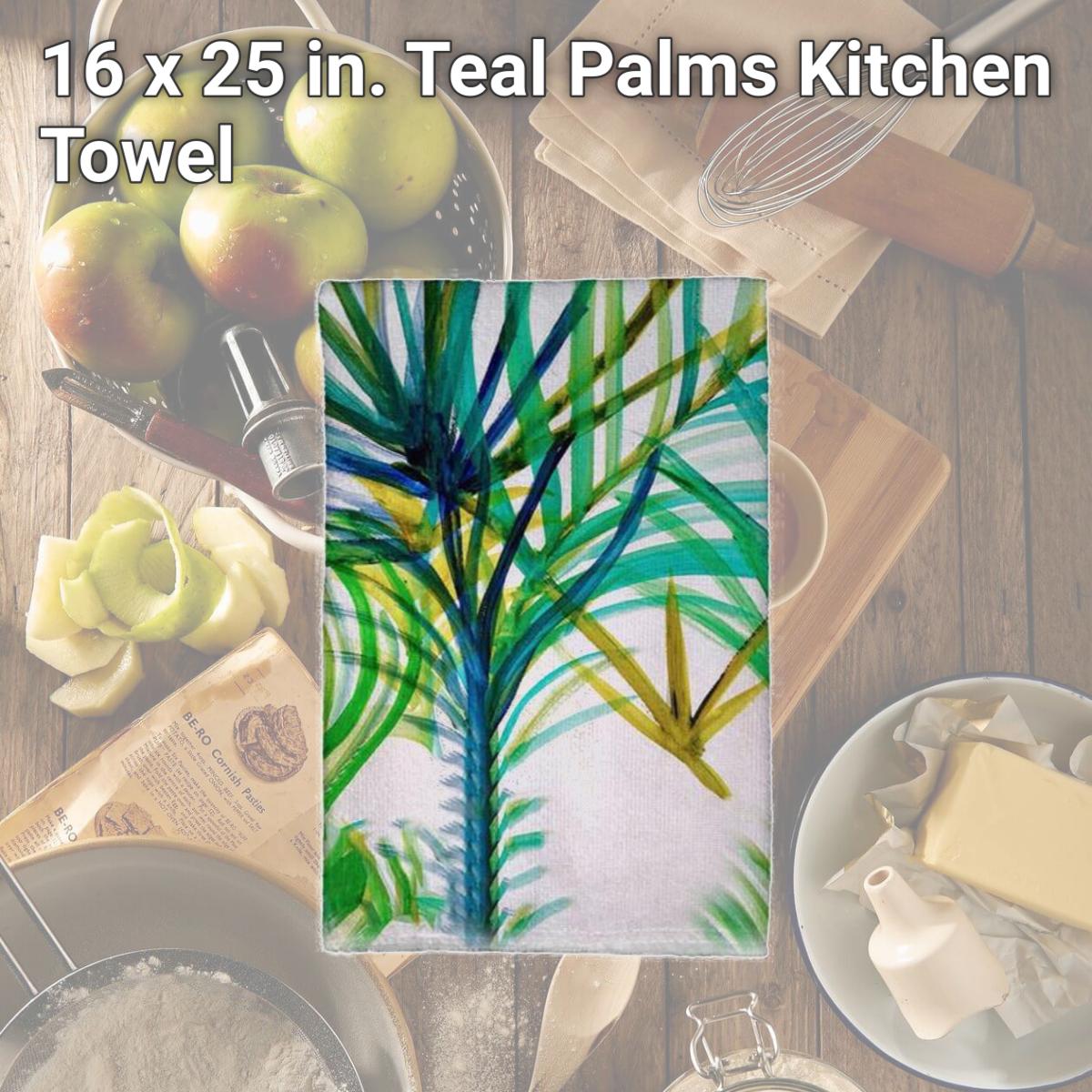 Picture of Betsydrake KT1157 16 x 25 in. Teal Palms Kitchen Towel