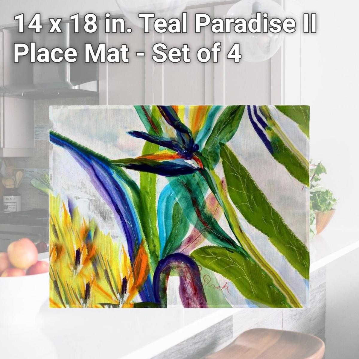 Picture of Betsydrake PM1162 14 x 18 in. Teal Paradise II Place Mat - Set of 4