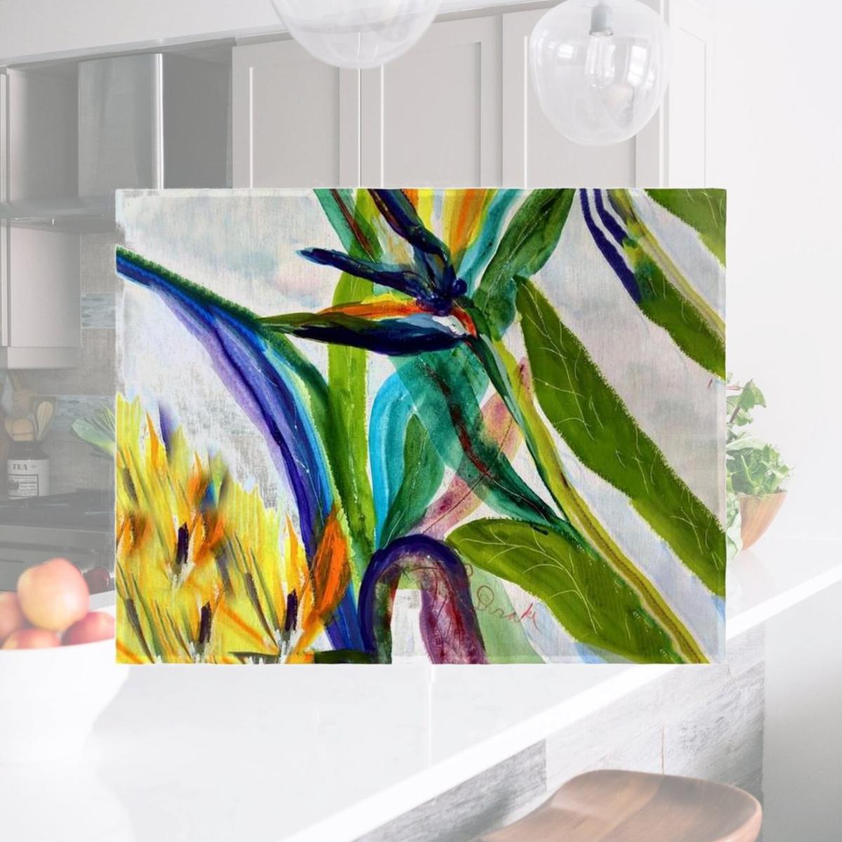 Picture of Betsydrake PM1162 14 x 18 in. Teal Paradise II Place Mat - Set of 4