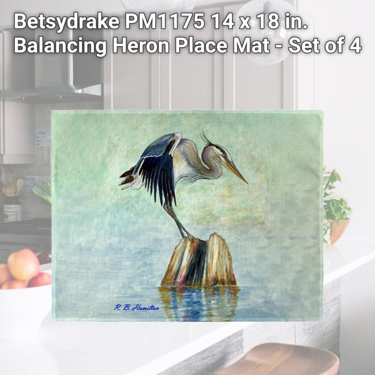 Picture of Betsydrake PM1175 14 x 18 in. Balancing Heron Place Mat - Set of 4