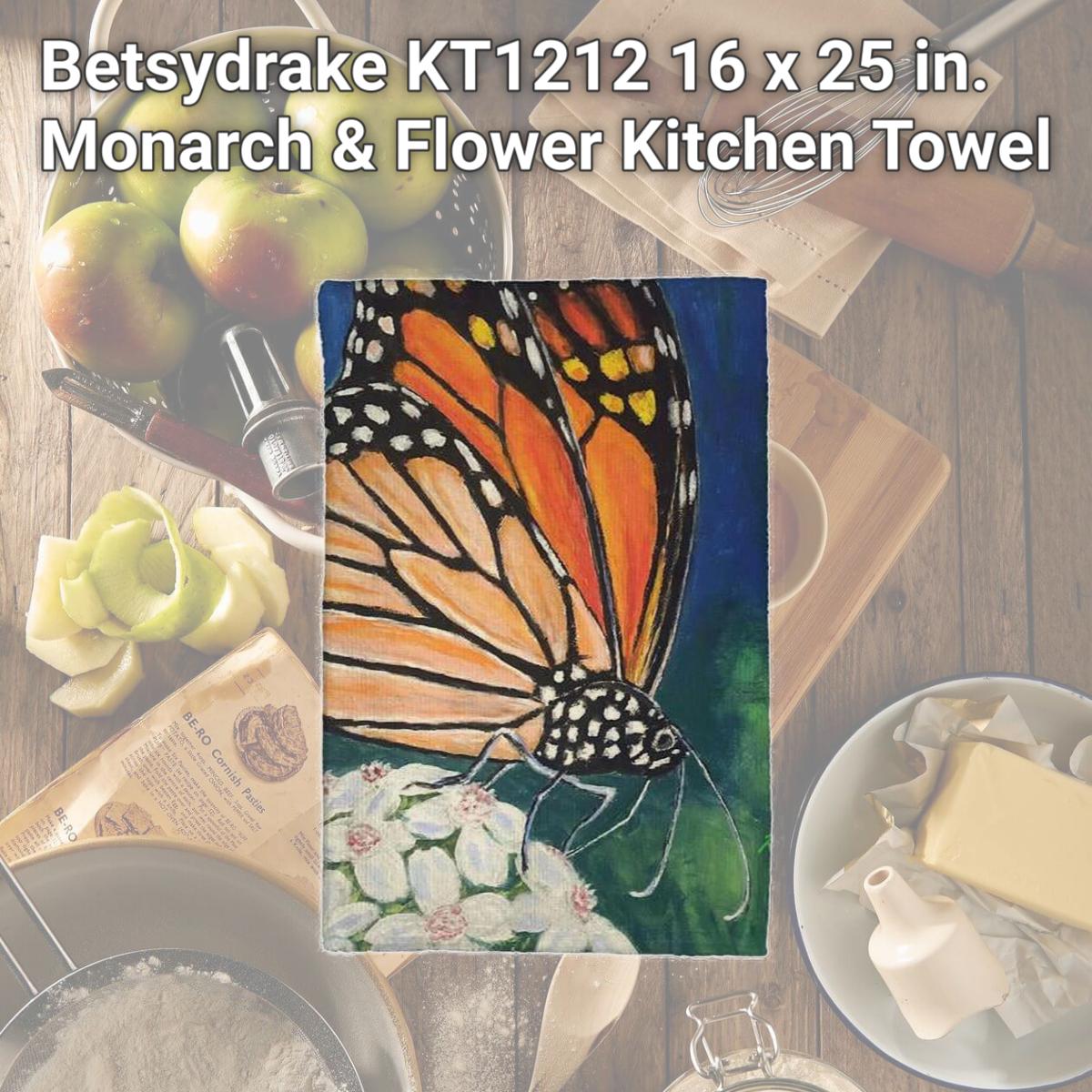 Picture of Betsydrake KT1212 16 x 25 in. Monarch & Flower Kitchen Towel