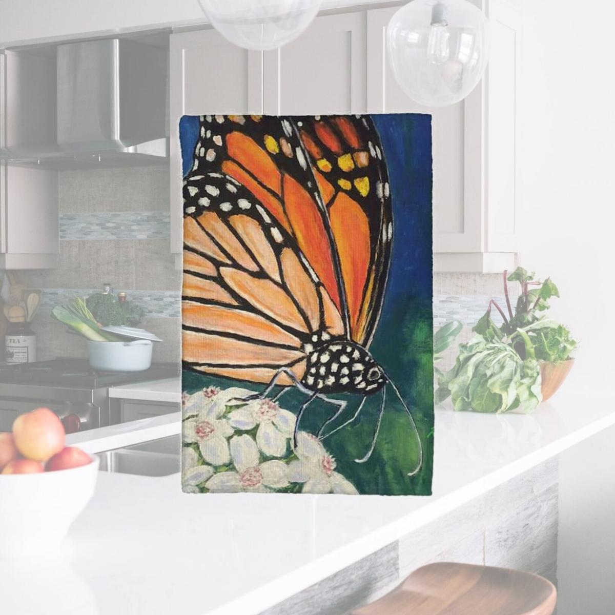 Picture of Betsydrake KT1212 16 x 25 in. Monarch & Flower Kitchen Towel