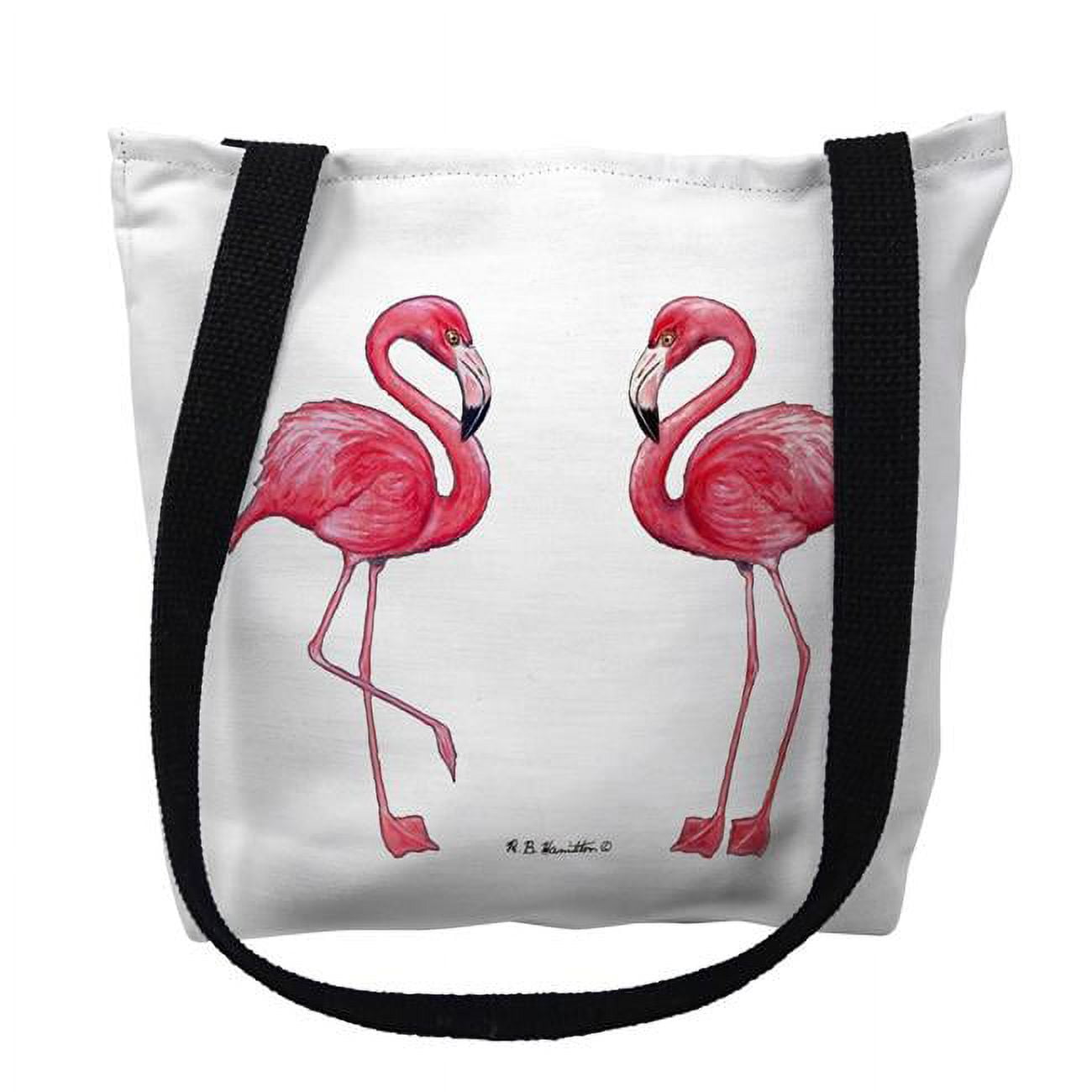TY084WS 13 x 13 in. Flamingo White Background Tote Bag - Small