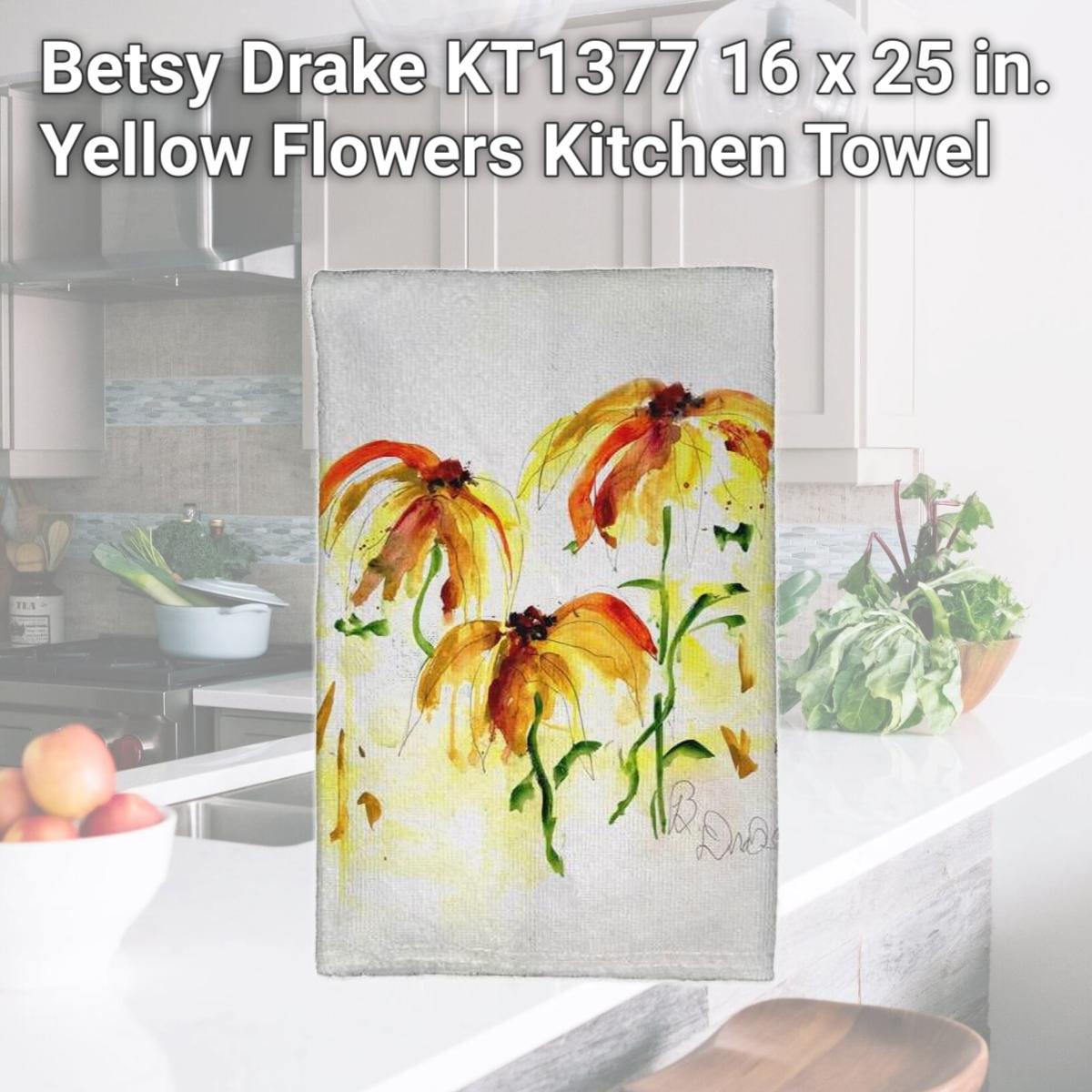 Picture of Betsy Drake KT1377 16 x 25 in. Yellow Flowers Kitchen Towel
