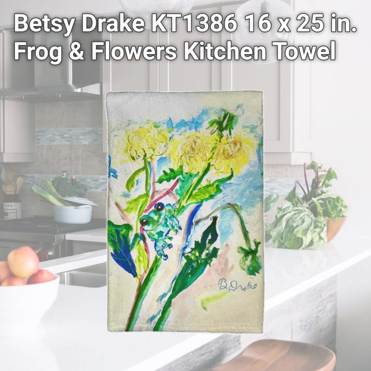 Picture of Betsy Drake KT1386 16 x 25 in. Frog & Flowers Kitchen Towel