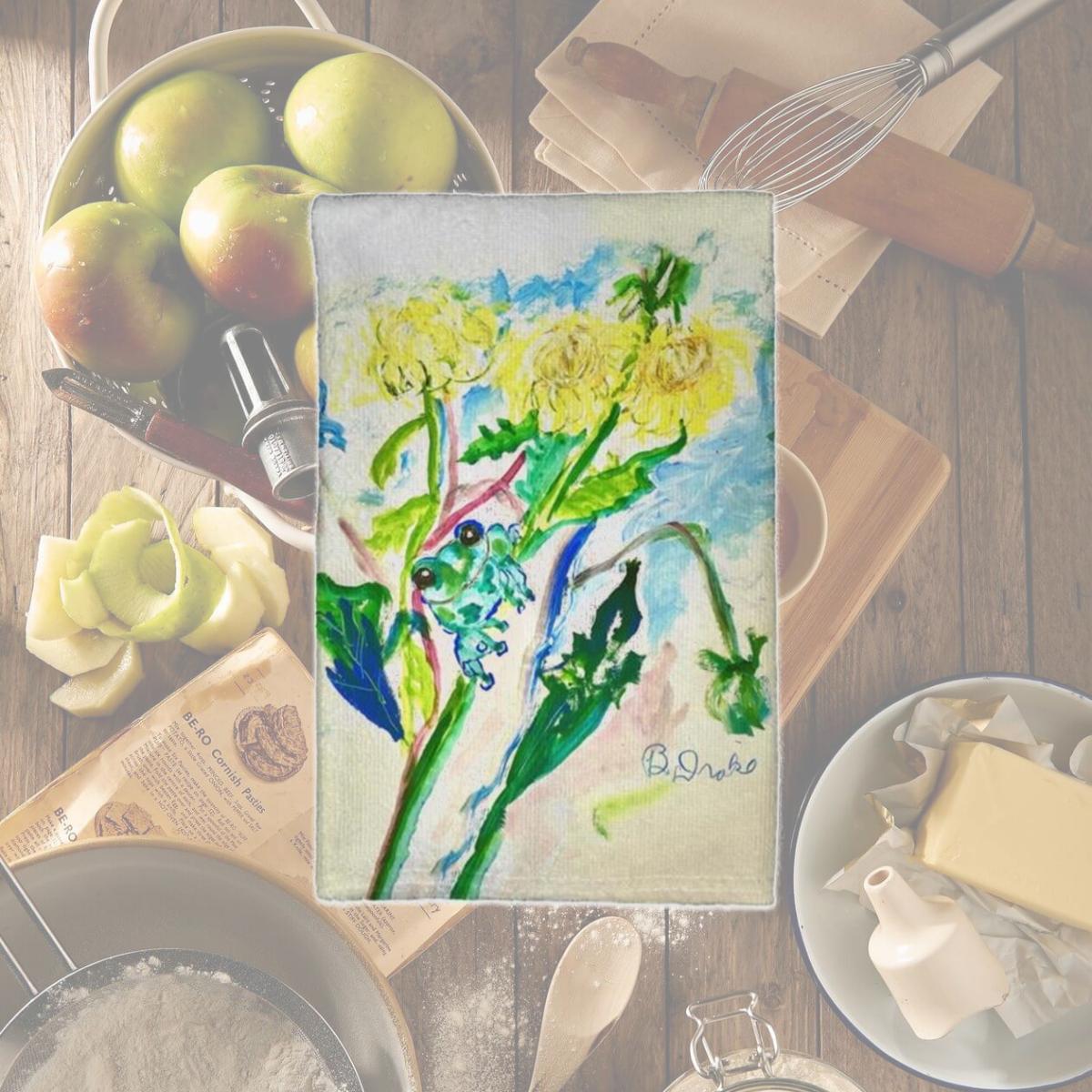 Picture of Betsy Drake KT1386 16 x 25 in. Frog & Flowers Kitchen Towel