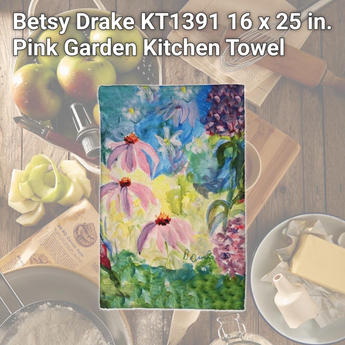 Picture of Betsy Drake KT1391 16 x 25 in. Pink Garden Kitchen Towel