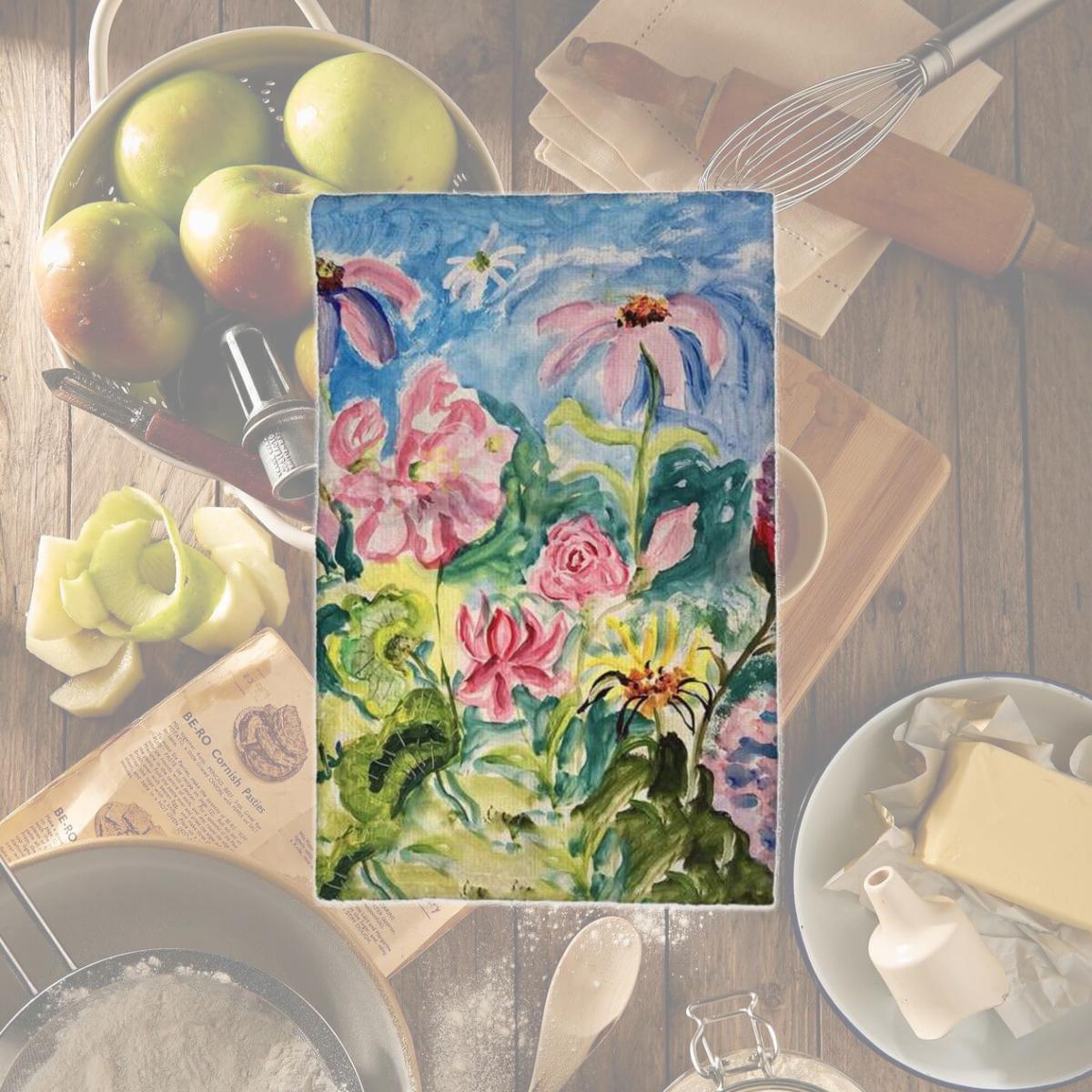 Picture of Betsy Drake KT1392 16 x 25 in. Pink Garden II Kitchen Towel