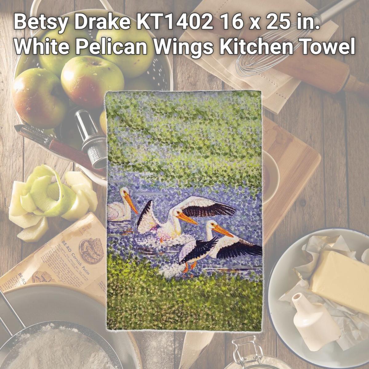 Picture of Betsy Drake KT1402 16 x 25 in. White Pelican Wings Kitchen Towel