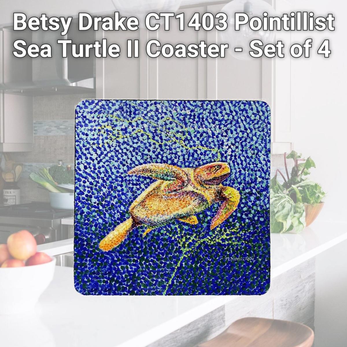 Picture of Betsy Drake CT1403 Pointillist Sea Turtle II Coaster - Set of 4