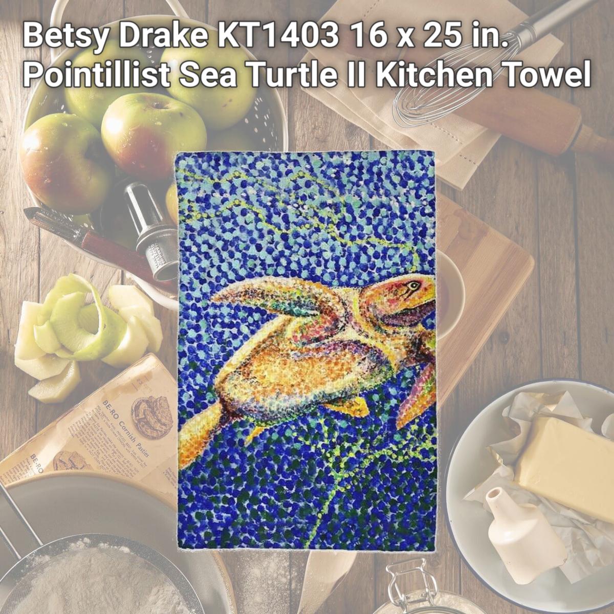 Picture of Betsy Drake KT1403 16 x 25 in. Pointillist Sea Turtle II Kitchen Towel