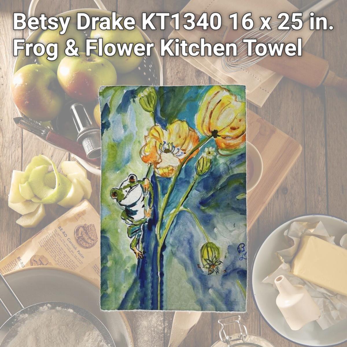 Picture of Betsy Drake KT1340 16 x 25 in. Frog & Flower Kitchen Towel
