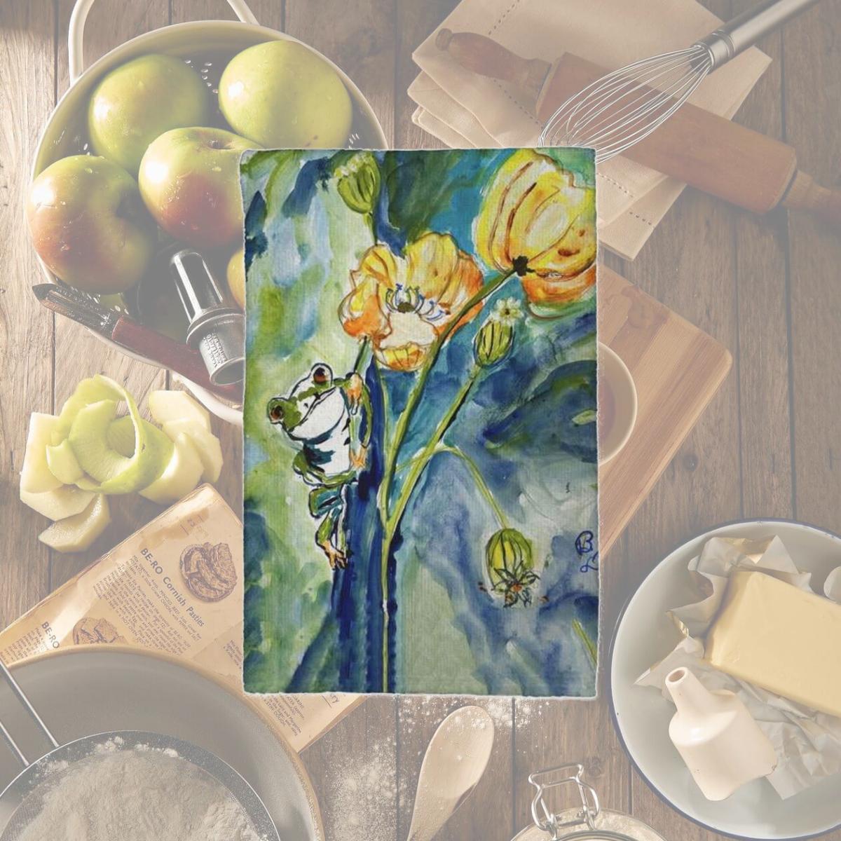 Picture of Betsy Drake KT1340 16 x 25 in. Frog & Flower Kitchen Towel