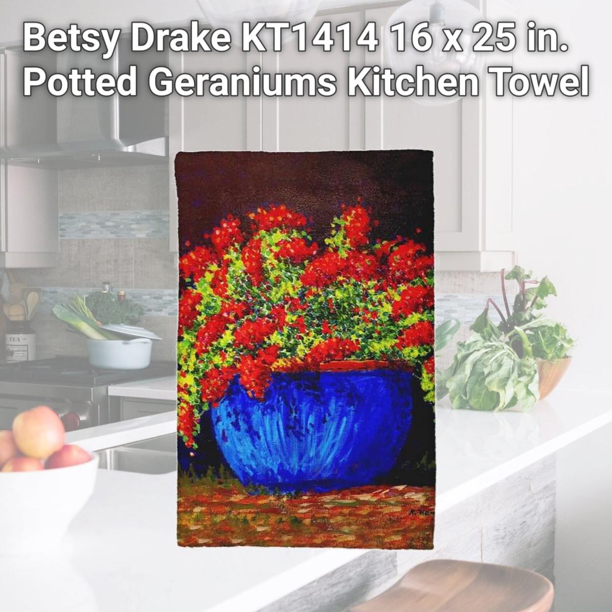 Picture of Betsy Drake KT1414 16 x 25 in. Potted Geraniums Kitchen Towel