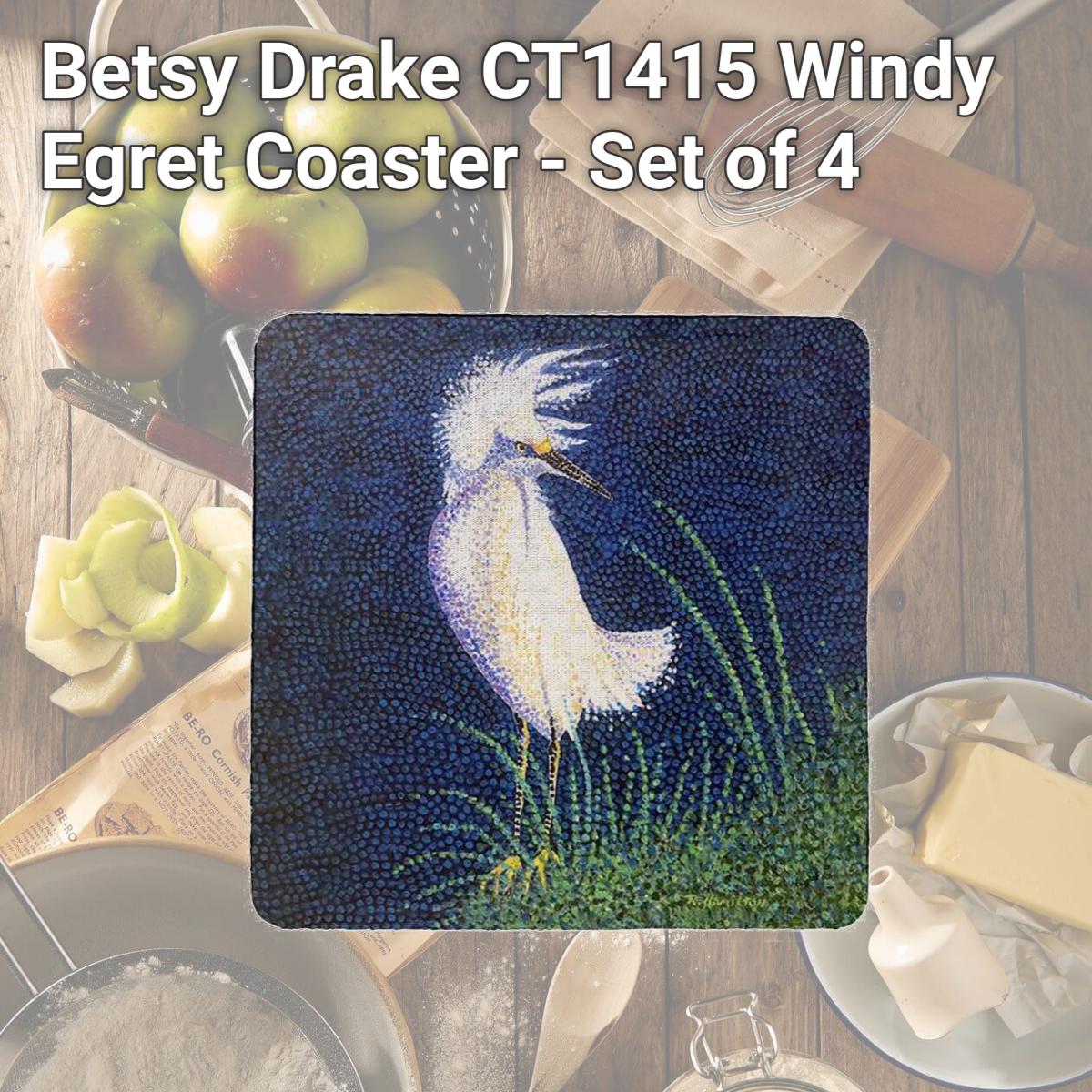 Picture of Betsy Drake CT1415 Windy Egret Coaster - Set of 4