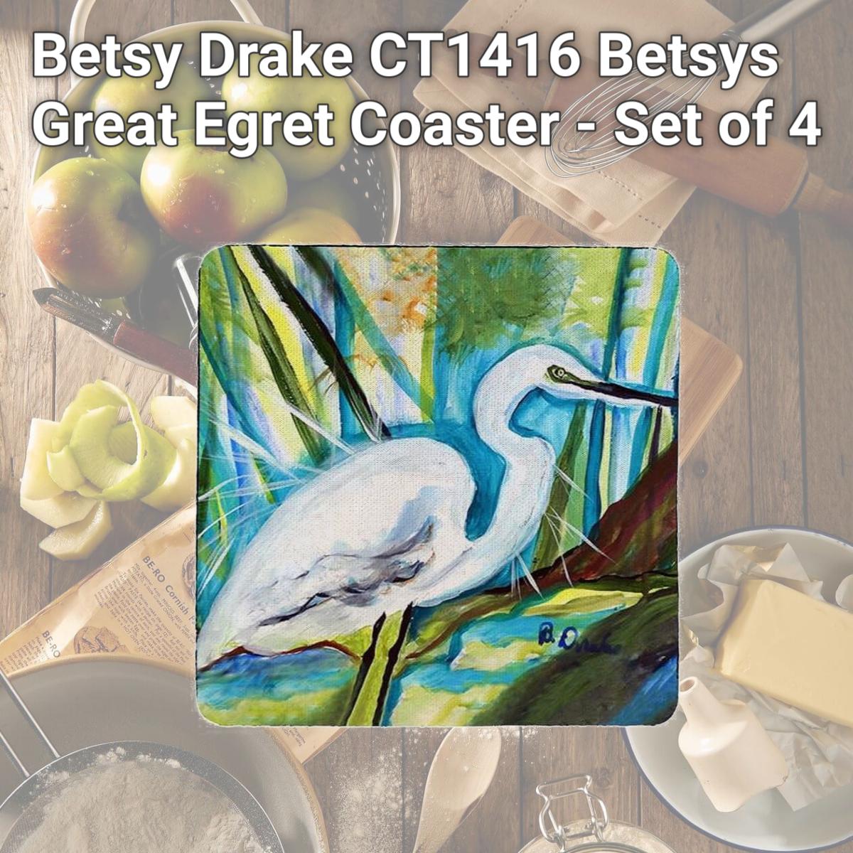 Picture of Betsy Drake CT1416 Betsys Great Egret Coaster - Set of 4
