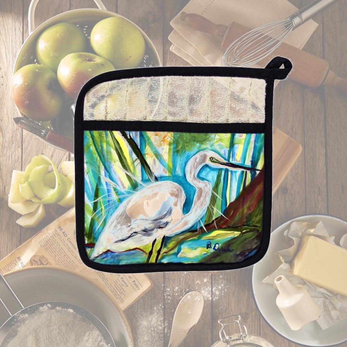 Picture of Betsy Drake PT1416 Betsys Great Egret Pot Holder