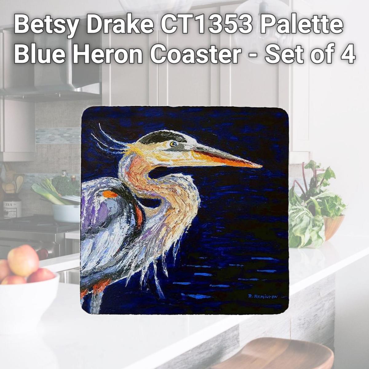 Picture of Betsy Drake CT1353 Palette Blue Heron Coaster - Set of 4