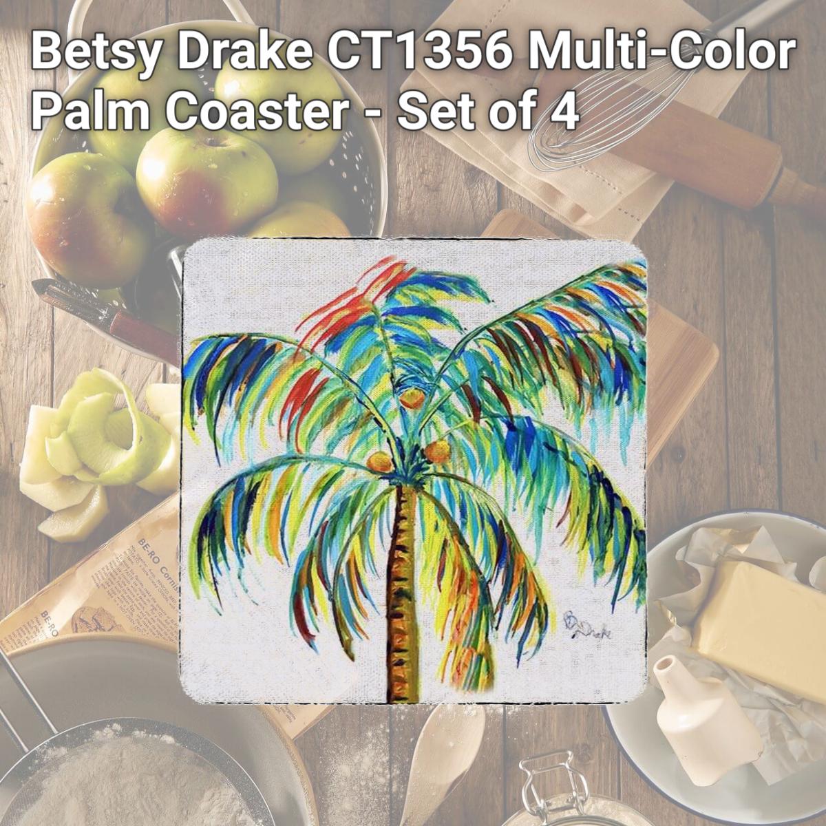 Picture of Betsy Drake CT1356 Multi-Color Palm Coaster - Set of 4