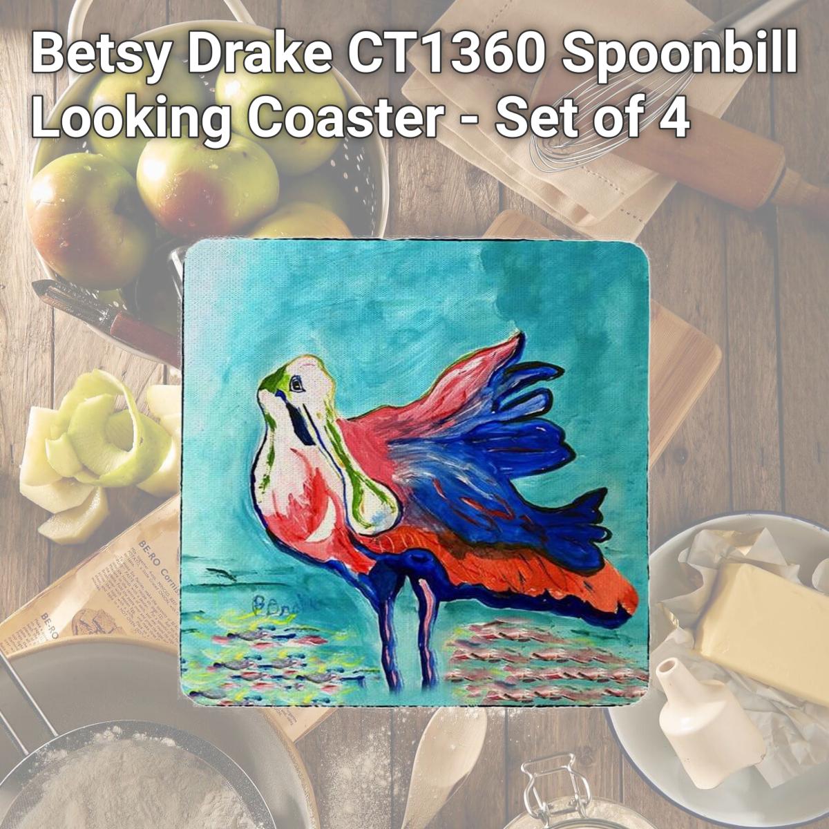 Picture of Betsy Drake CT1360 Spoonbill Looking Coaster - Set of 4